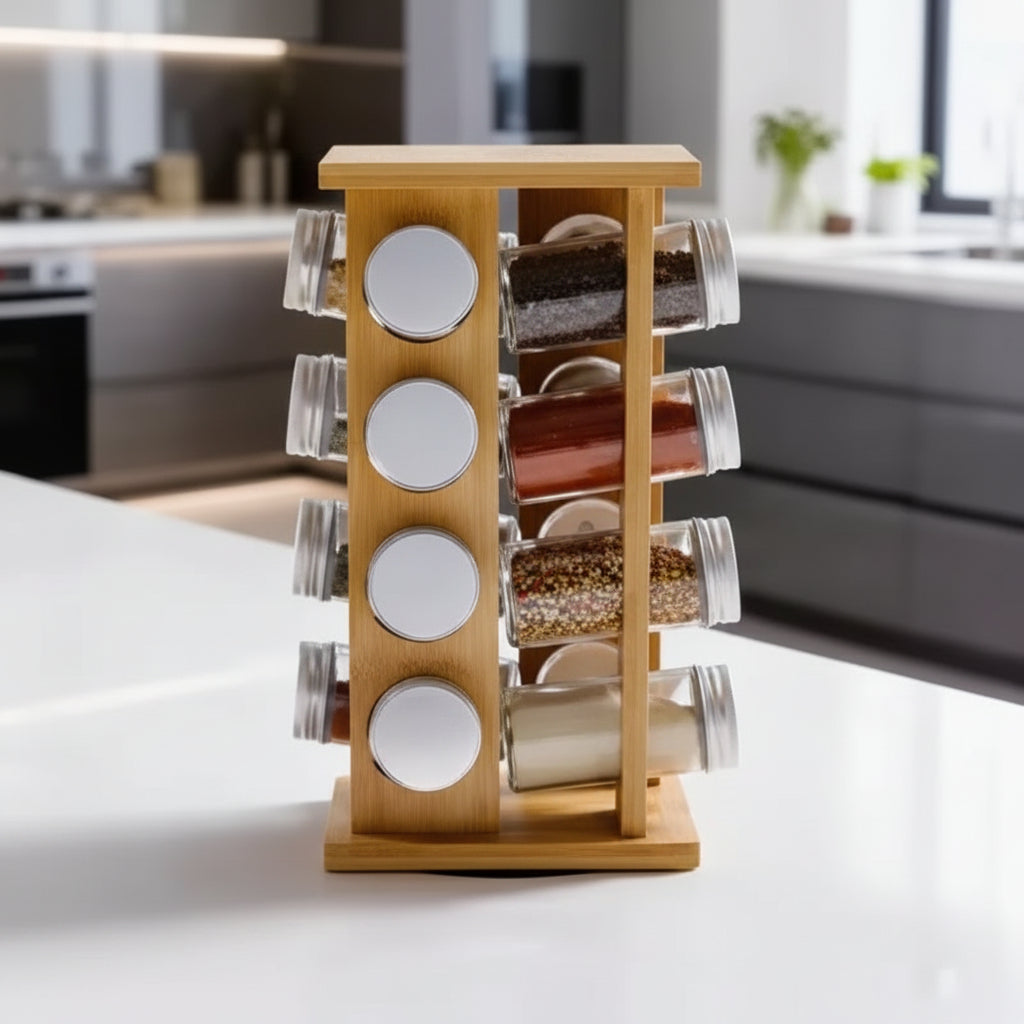 Ordelio 16 Jar Rotating Spice Rack Organizer