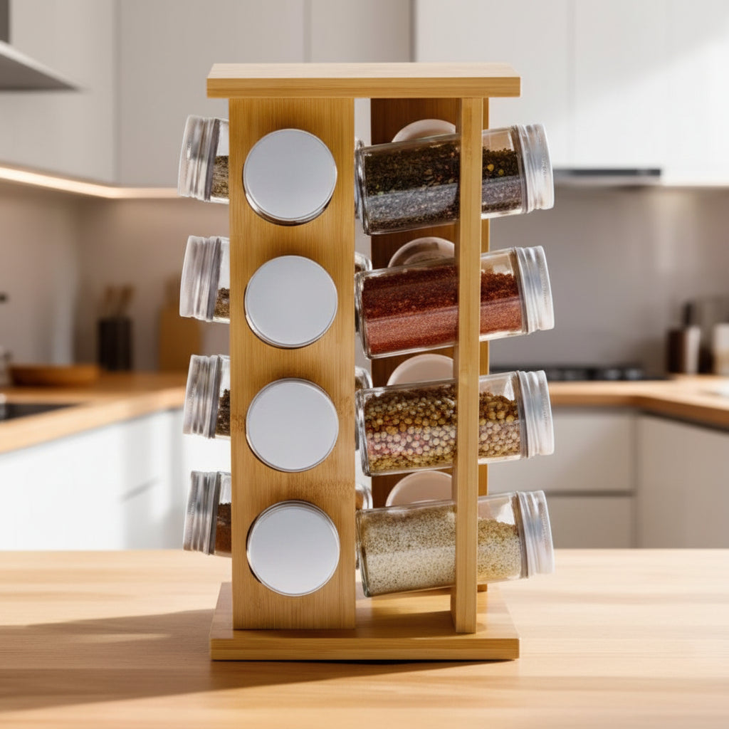Ordelio 16 Jar Rotating Spice Rack Organizer